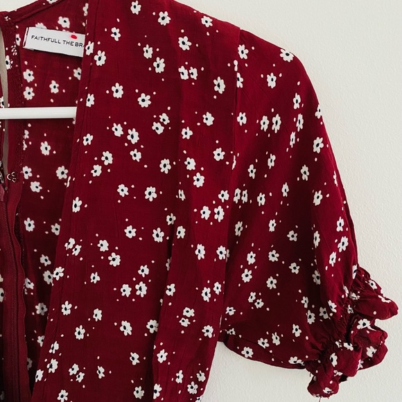 Faithfull Bonnie Red Berry Floral Jumpsuit 4/ Small - Picture 3 of 4